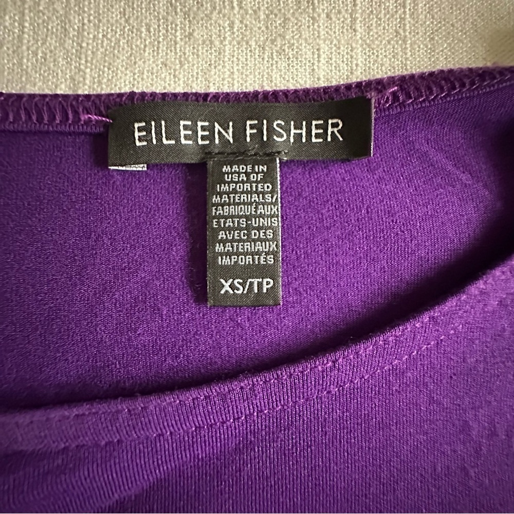 Eileen Fisher Shirt Womens XS Purple Long Sleeve Tunic Stretch Knit Lagenlook - Picture 8 of 9
